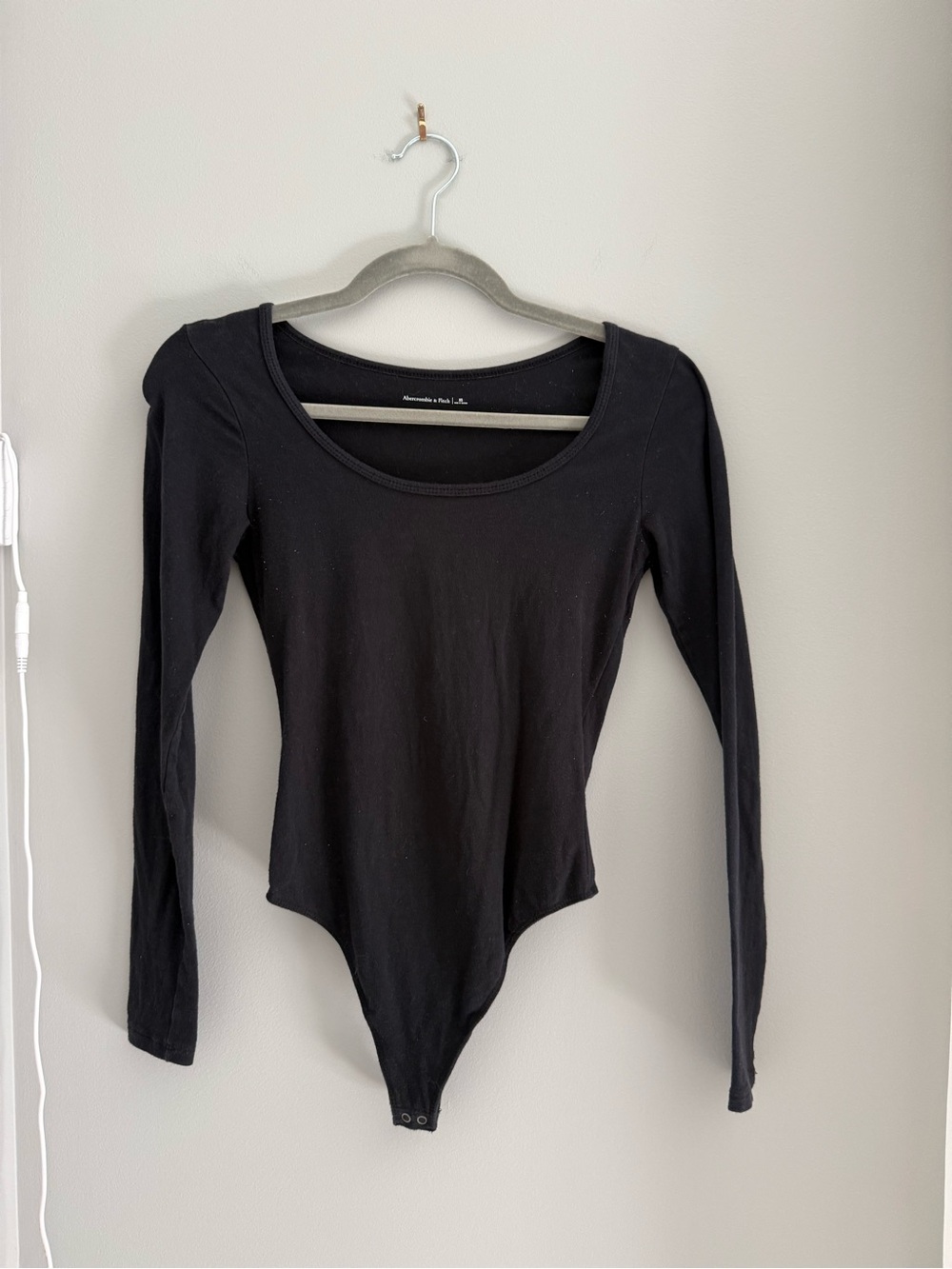 Black Long-Sleeve Scoop Neck Bodysuit